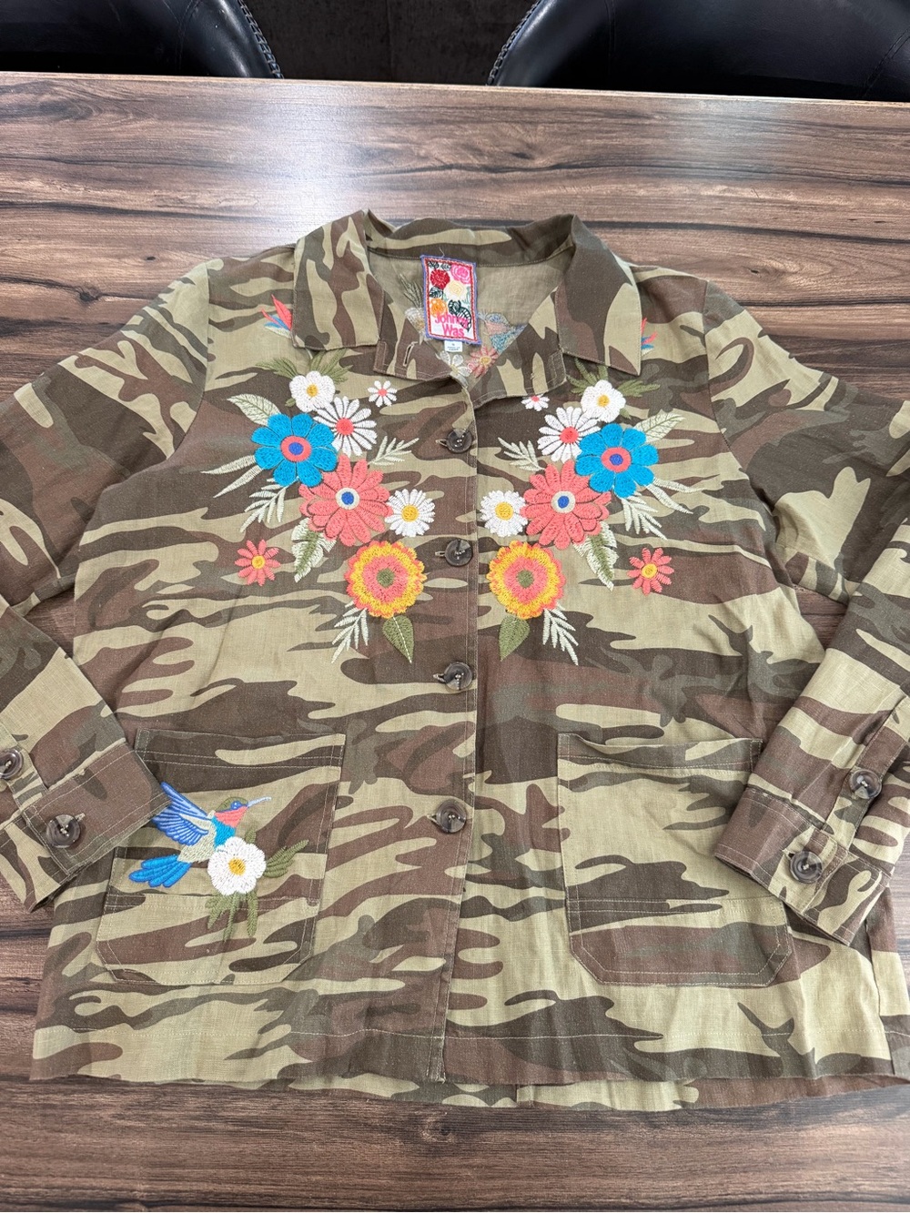 Johnny Was Women's Frances Linen Chore Jacket Camo